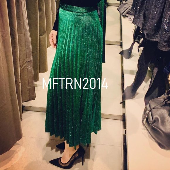 ZARA Metallic Pleated Skirt - Picture 8 of 15